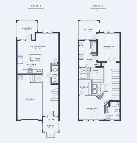 Floor plan for 2 beds, 2 baths, 1645 sqft